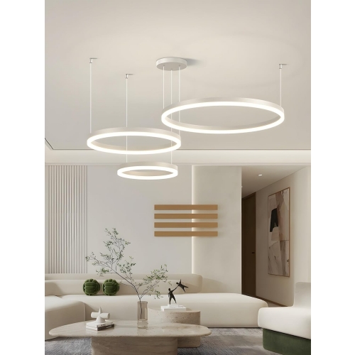 Duża lampa wisząca ring biała 80cm 114Watt L140